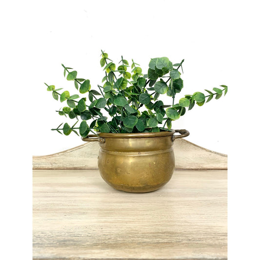 Vintage Brass Cache Pot Planter Two Handle Jardiniere Bowl Old Money Rustic Cottagecore