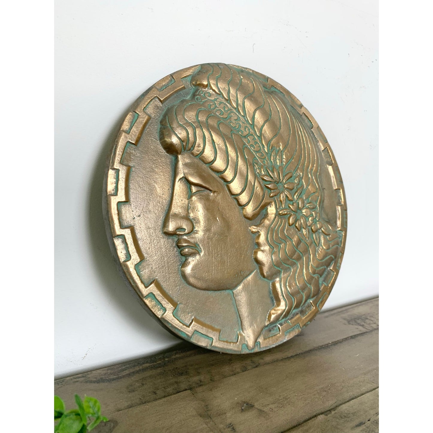 Vintage 1966 Scovill Metal Medallion Wall Hanging - Greek Old Money Old World