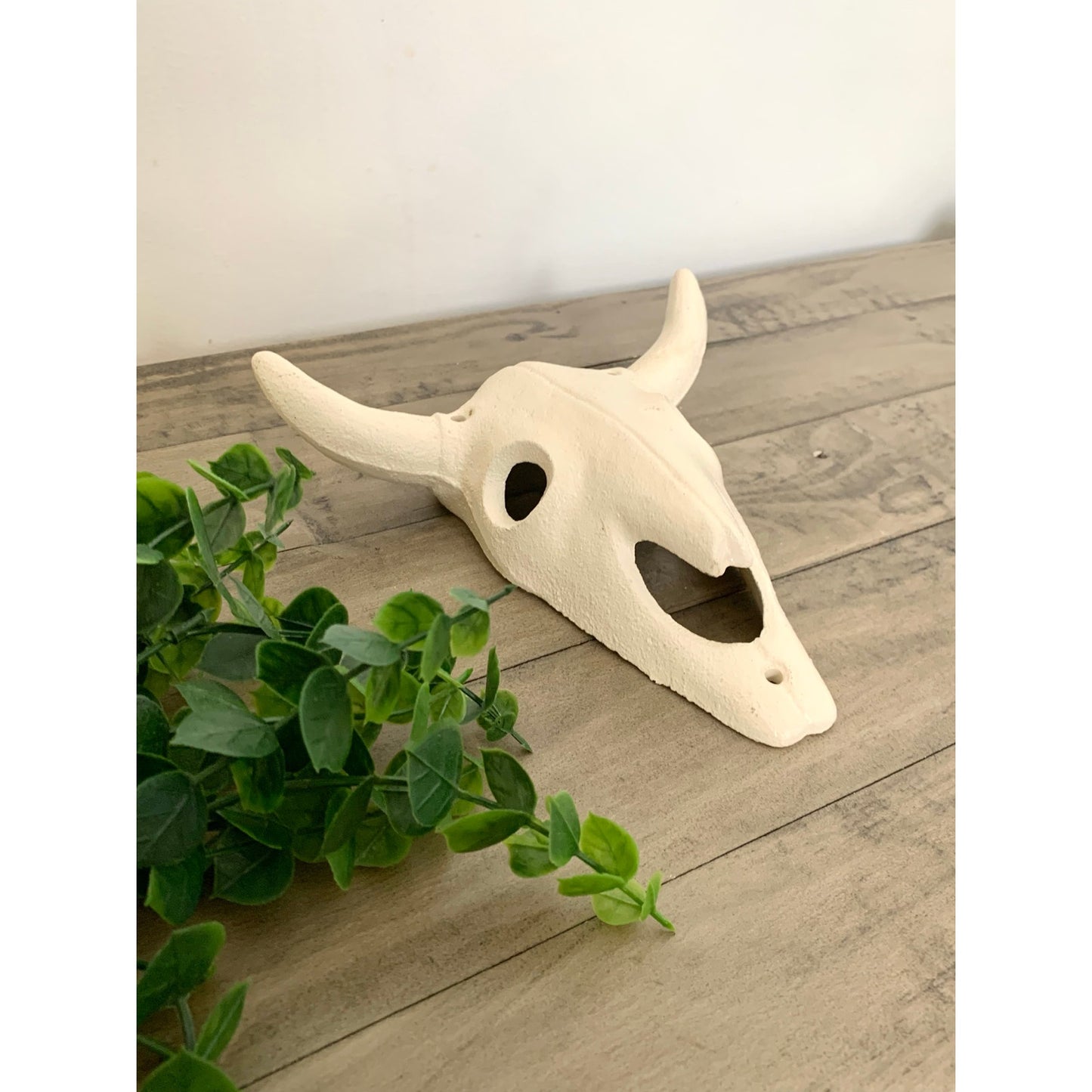 Cast Iron Longhorn Skull Wall Decor Rustic Western Wall Hanging White Bull 3D