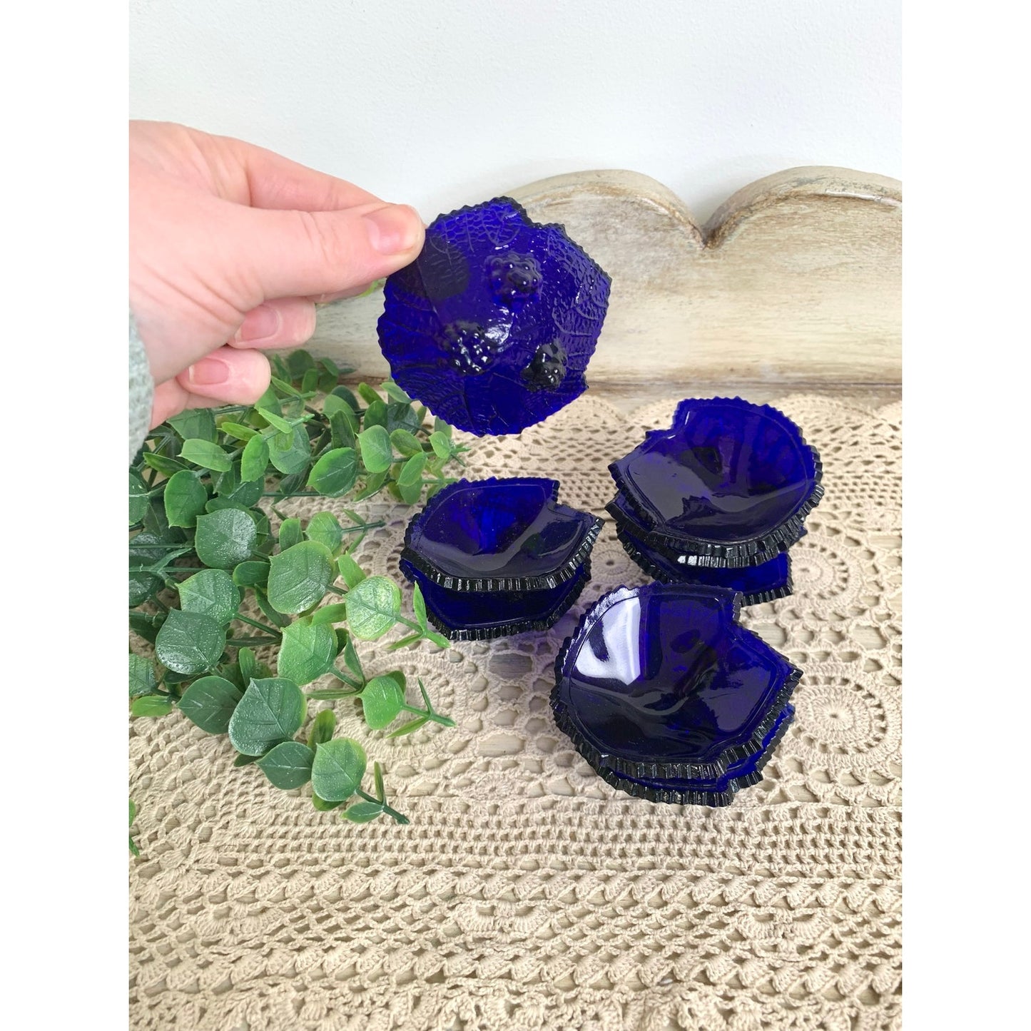 Vintage Cobalt Blue Salt Cellars Set of 8