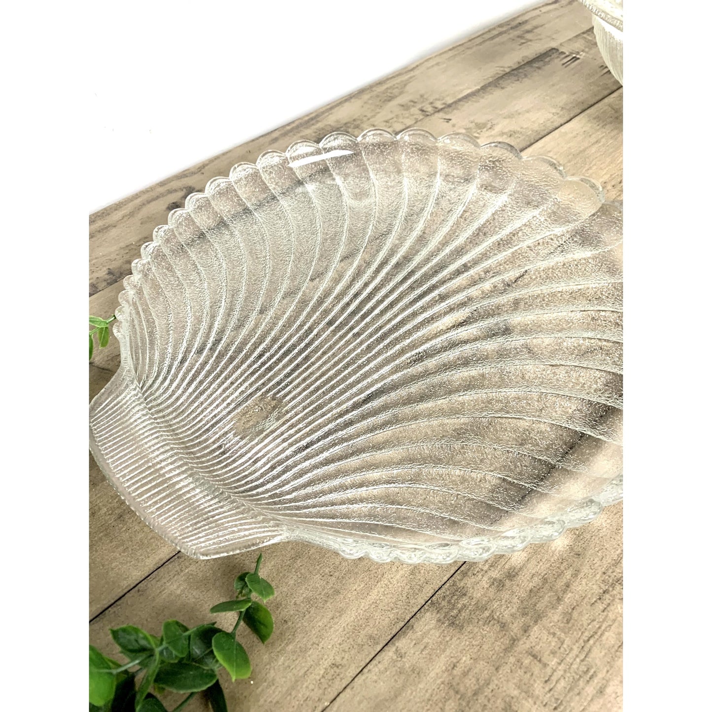 Vintage Anchor Hocking Clam Shell Glass Serving Dish Set 3pc Coastal Cottage