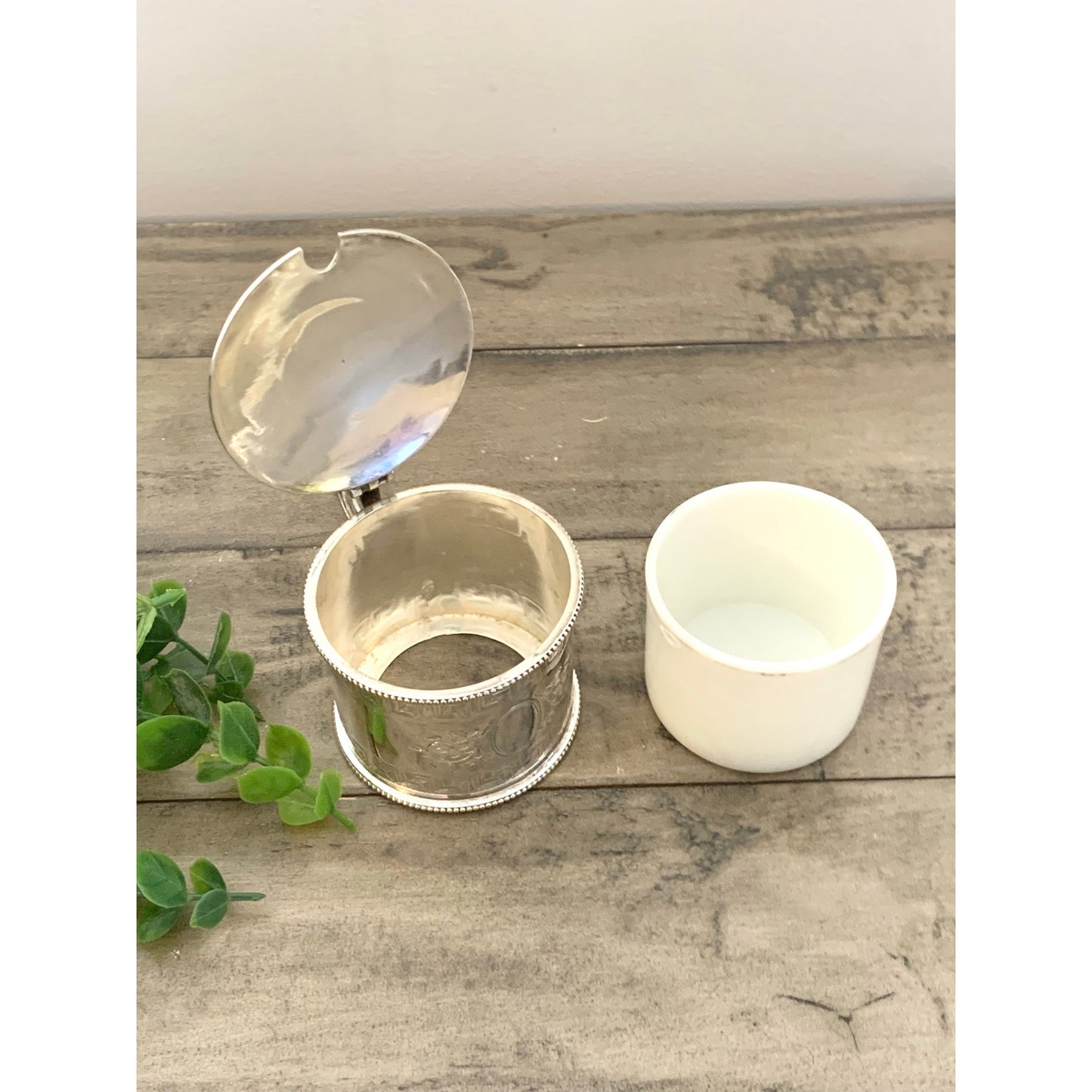 Vintage Silverplated Mustard Pot with Hinged Lid and Spoon EPNS Serving Dish jar Sugar Old Money