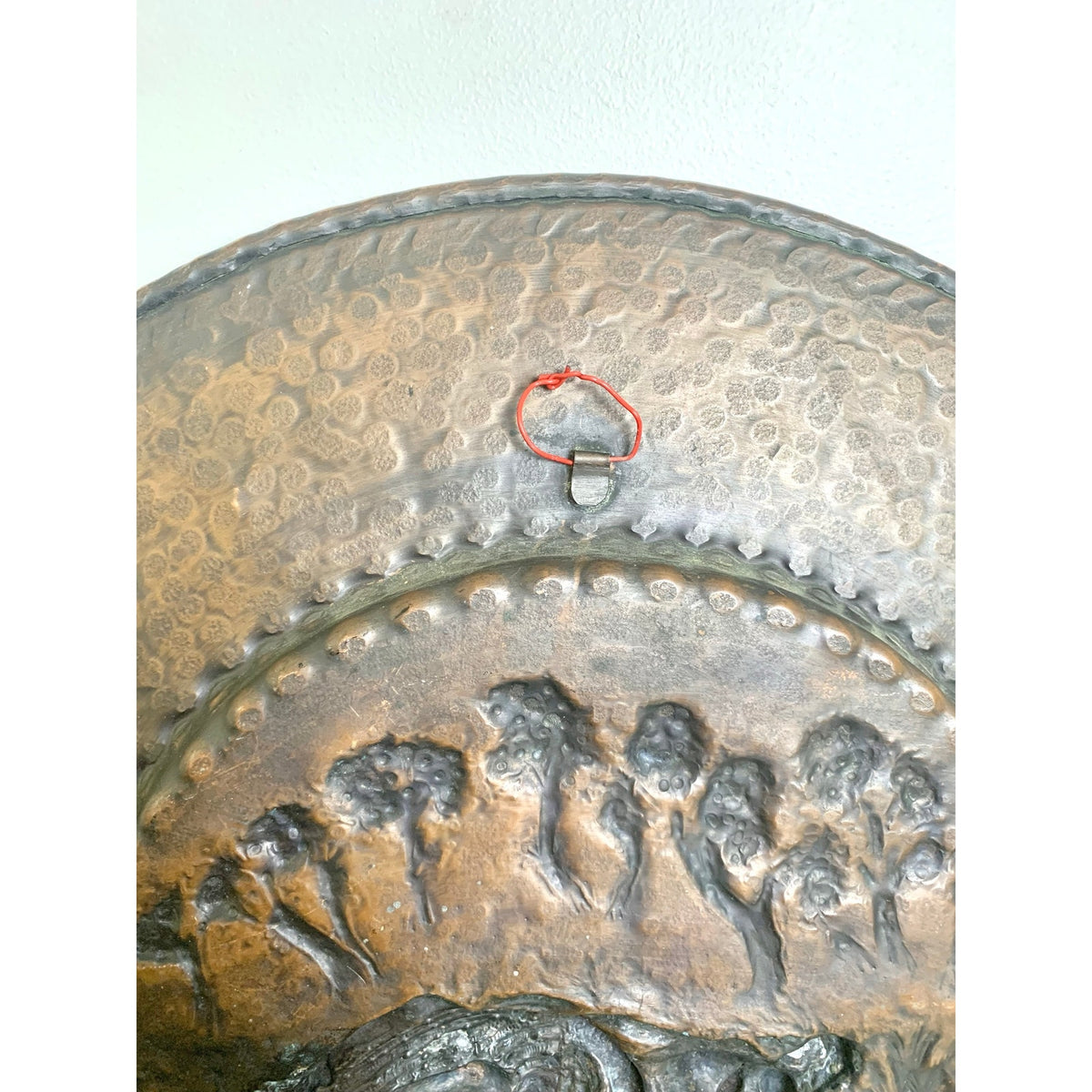 Vintage Copper Leda and Swan Repousse Wall Plaque Mythological Art Relief Scene