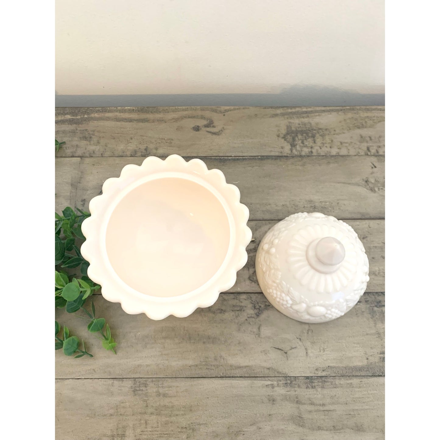 Vintage Westmorland Pink Milk Glass Covered Compote Fruit Motif Pedestal Dish Feminine Romantic Retro Shabby Cottage MCM