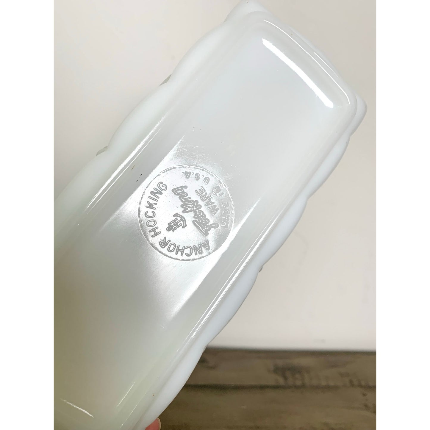 Vintage Anchor Hocking Fire King Milk Glass Grapevine Planter Scalloped RIm