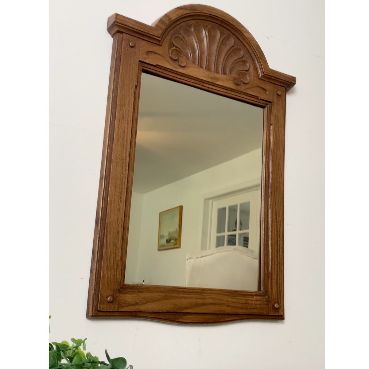 Vintage Syroco Wall Mirror with Shell Crest – 24.5” x 16.5” Coastal Boho MCM