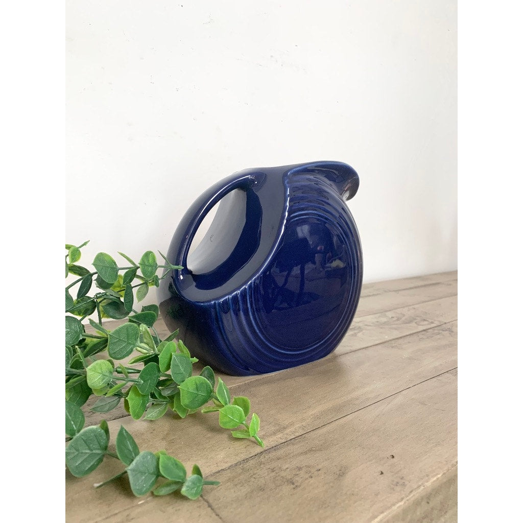 Vintage Fiesta Cobalt Blue Pitcher 67 oz Homer Laughlin Fiestaware Art Deco Americana Pottery