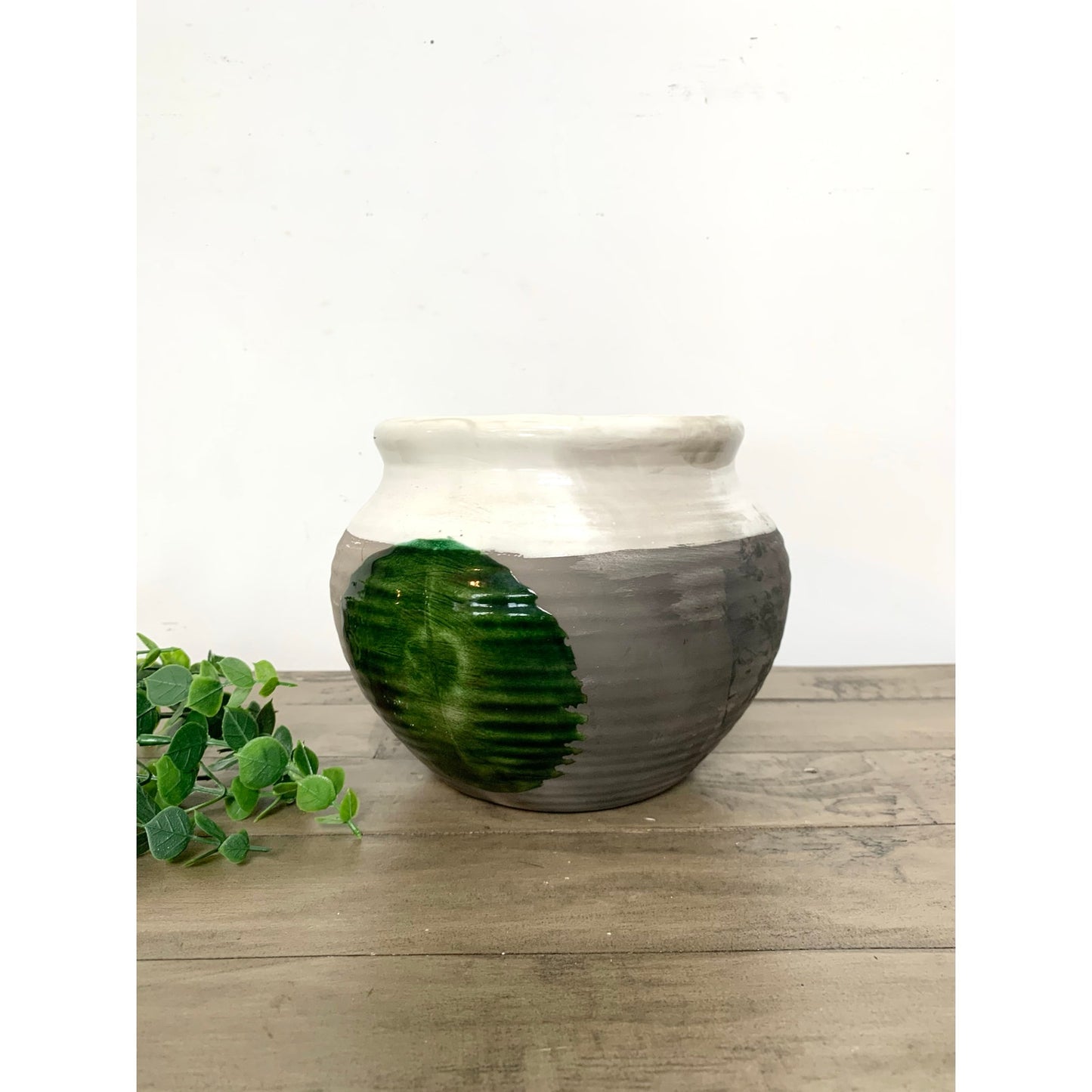 Vintage Mid Century Studio Art Pottery Vase Bowl Pot Green Glaze