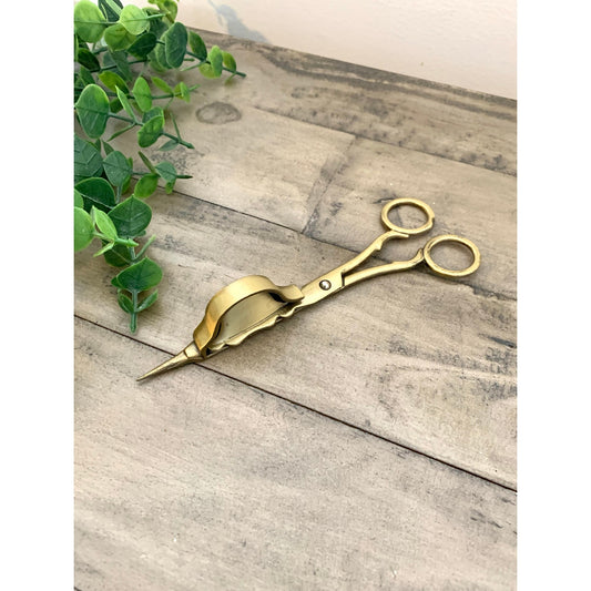 Vintage Brass Wick Trimmers Candle Snuffer Scissors Antique Style Ornate Gold