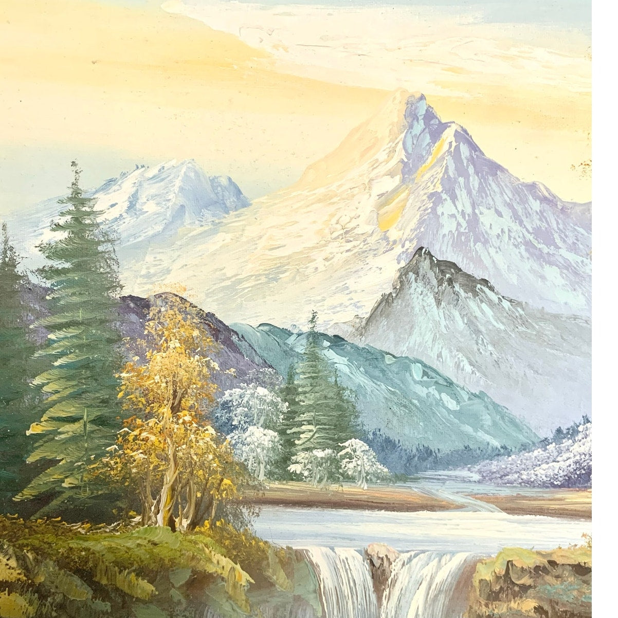 Vintage Mountain Landscape Oil Painting Signed Framed Nature Cottage Fall Art