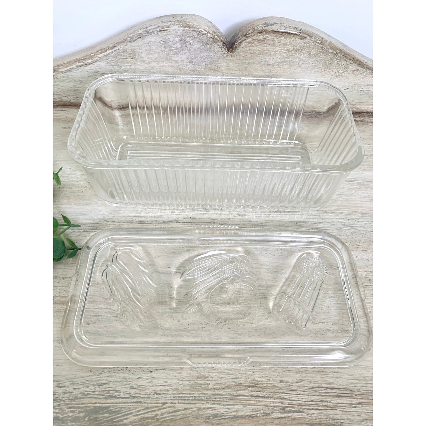 Vintage Federal Glass Refrigerator Dish Lidded Glass Storage Container Retro Vegetable Dish